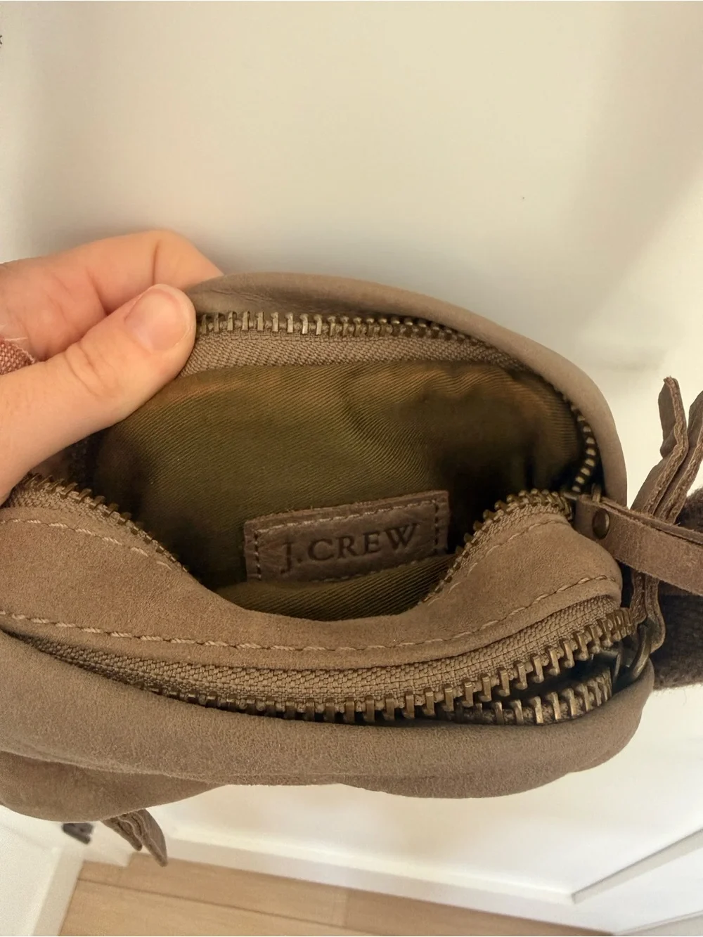 J.Crew Compact Brown Leather Crossbody Bag